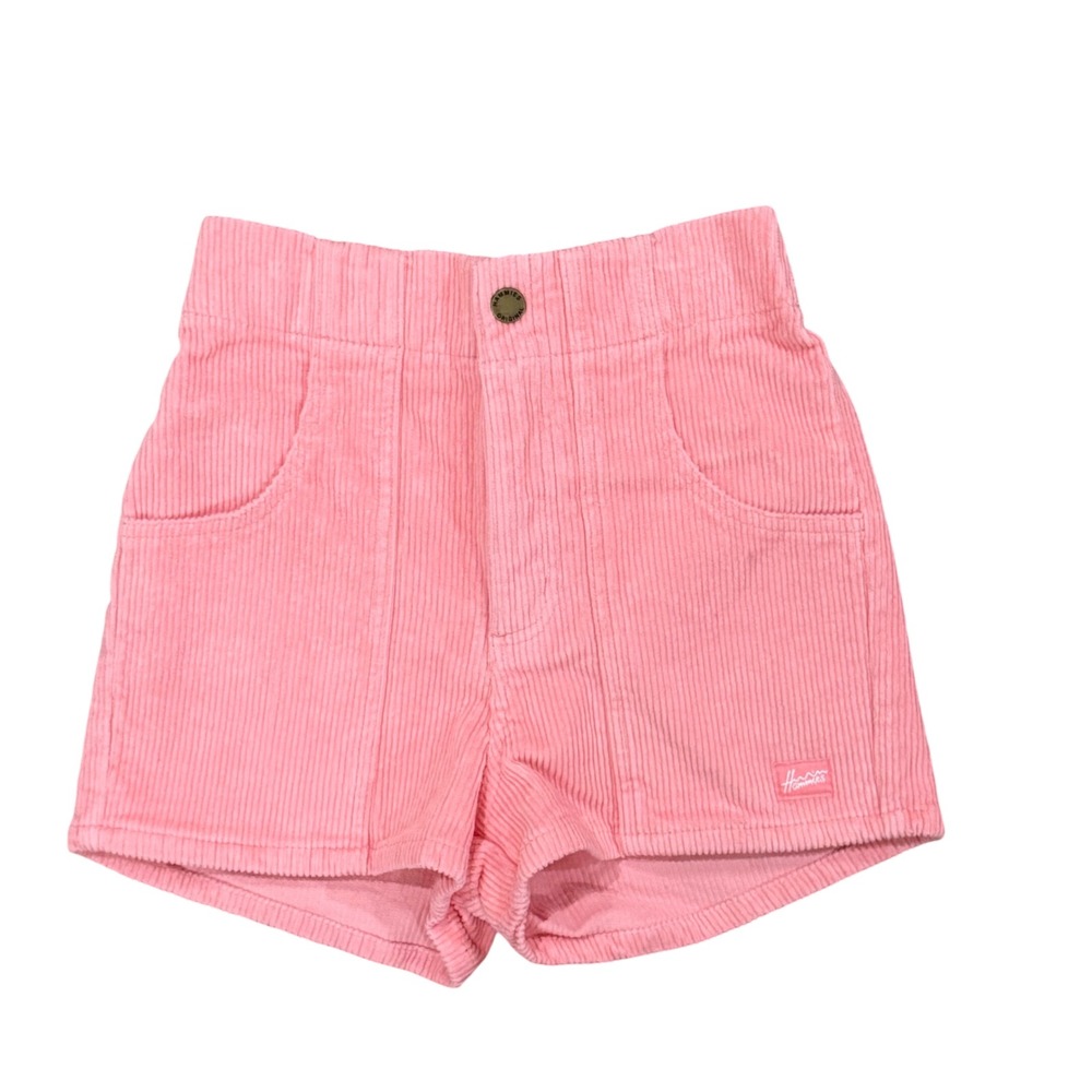 Hammies Women Pink Corduroy Shorts 70s Retro High Waisted Size 24 New